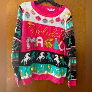 Holiday Magic Ugly Christmas Sweater XXXL  Juniors Plus Size 3X NWT Unicorns